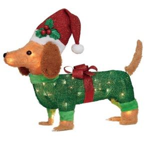 Holiday Time Light-Up Plush Dachshund 22” Christmas Decoration FREE SHIPPING
